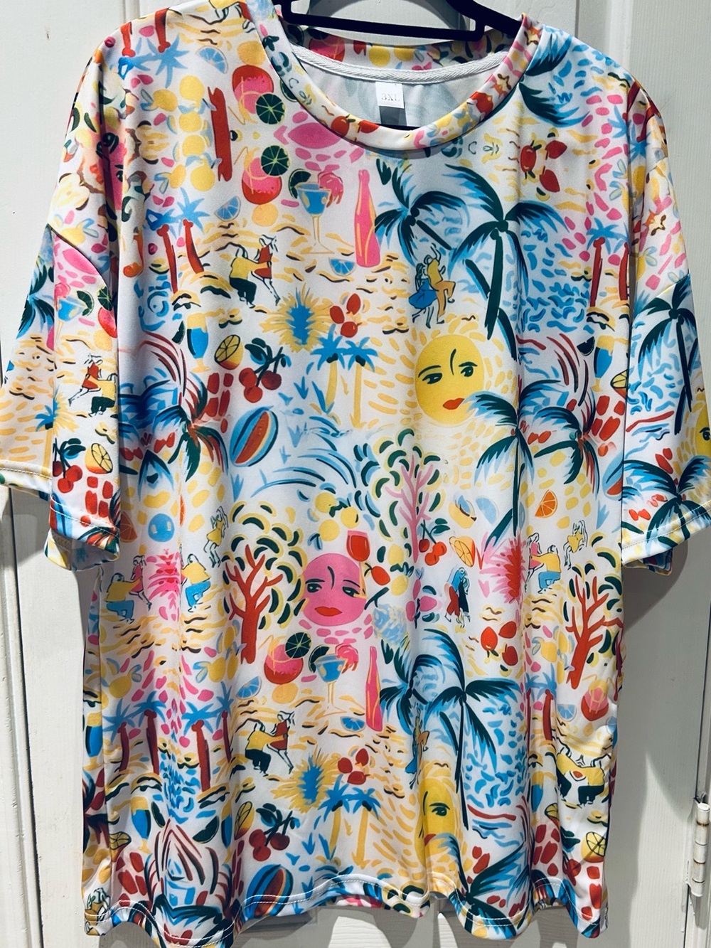 Tropical Print Short Sleeve Tee - Multicolor